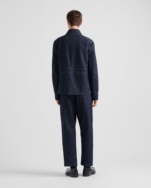 Prada Jeans Aus Chevron-Denim Mit Weitem Bein in Blue für Herren