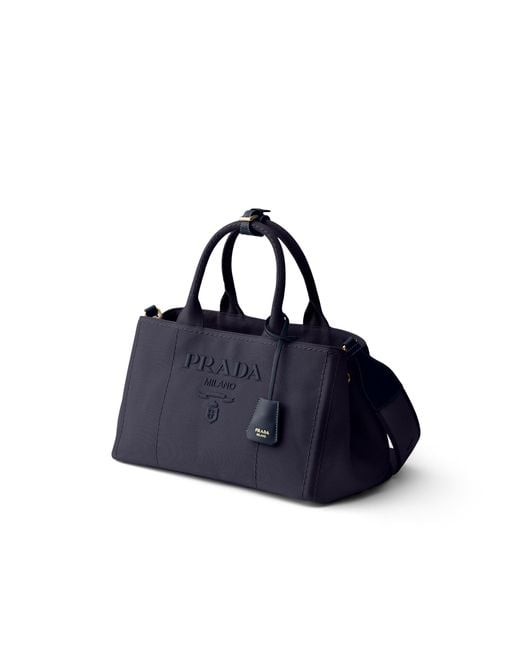 Prada Blue Jardinière Large Cotton Canvas Handbag, Baltic