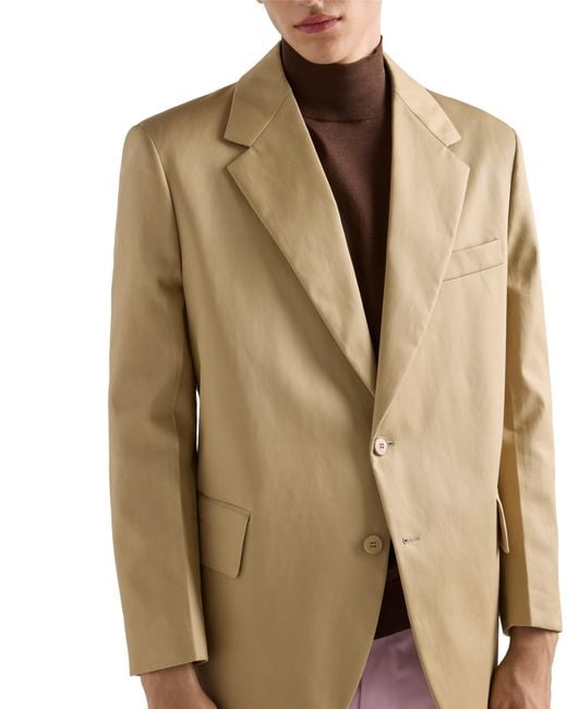 Prada Natural Single-Breasted Cotton Jacket for men