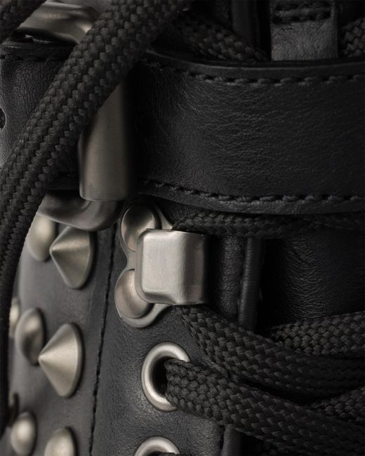 Prada Black Monolith Studded Leather Booties, Size 35