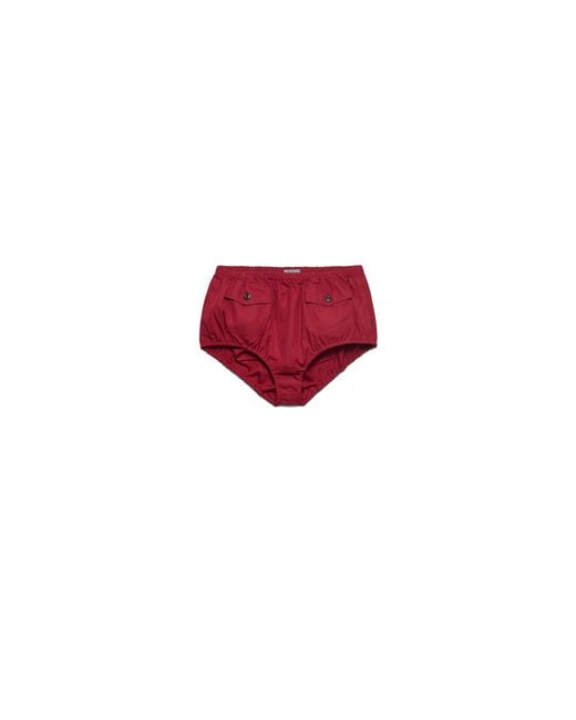 Prada Red Poplin Shorts