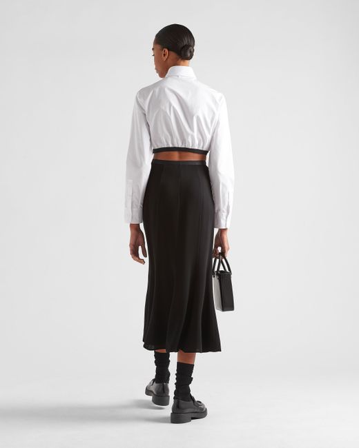 Prada Black Sablé Midi-Skirt