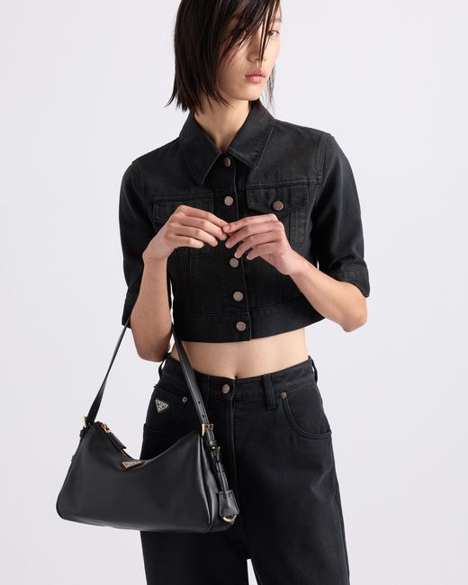 Prada Black Mittelgroße Aimée Schultertasche Aus Leder, Damen