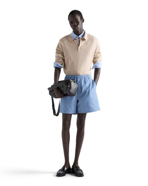 Prada Blue Chambray Bermudas, Light for men