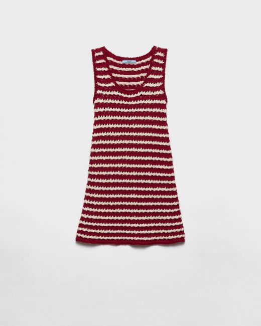 Prada Red Cotton Crochet Mini-Dress