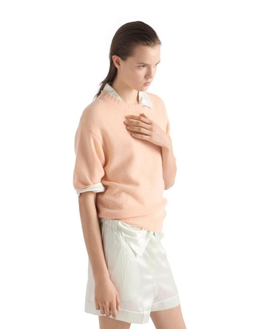 Prada White Wool And Cashmere Crew-Neck Sweater
