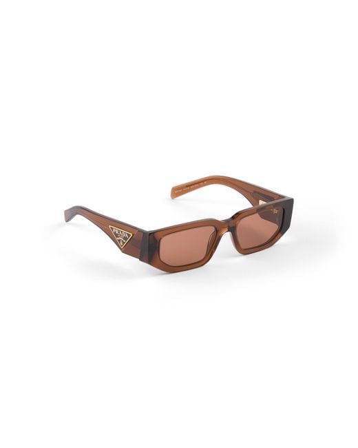 Prada Brown Sunglasses With Triangle Logo for men