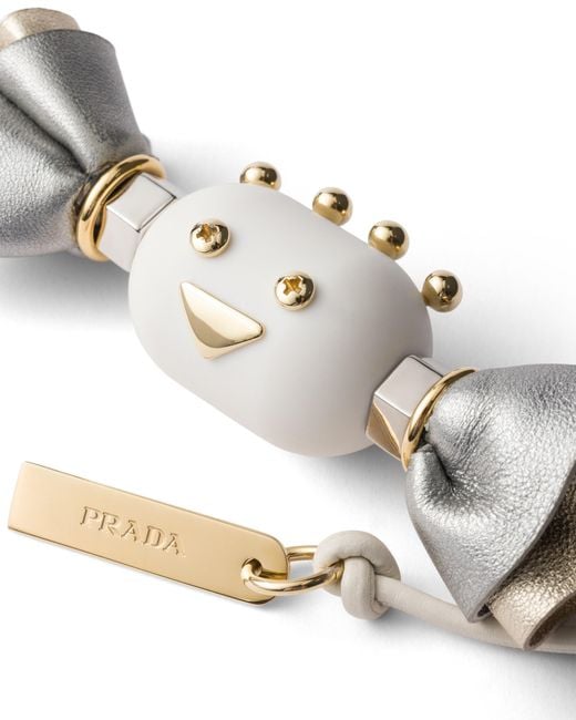 Prada White Candy Plexiglas And Leather Key Ring Charm