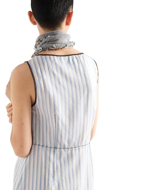 Prada White Striped Dress With Bow, Sapphire