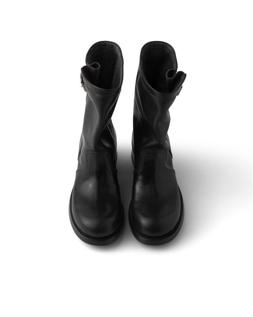 Prada Black Leather Mid-Calf Boots
