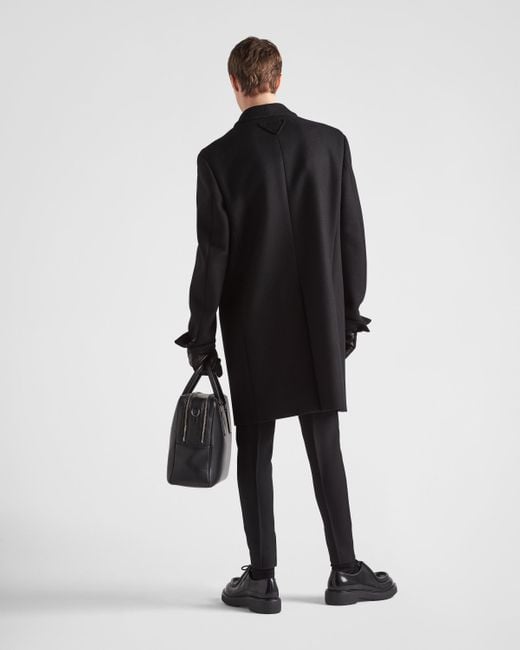 Prada Black Single-breasted Wool And Cashmere Coat for men