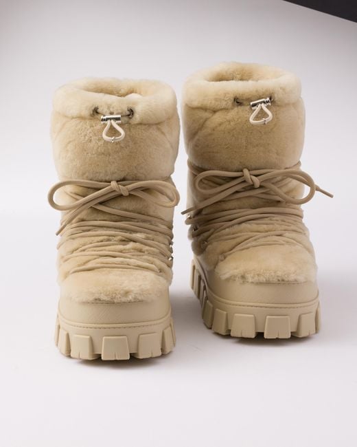 Prada Natural Shearling Après Ski Booties