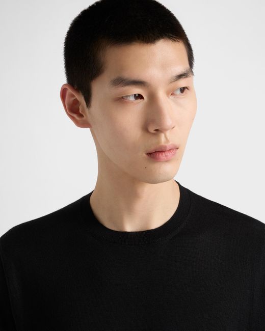 Pull À Col Rond En Cachemire Et Soie Prada pour homme en coloris Black
