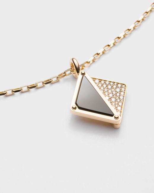 Prada White Eternal Gold Halskette Mit Anhänger Aus Gelbgold Mit Diamanten