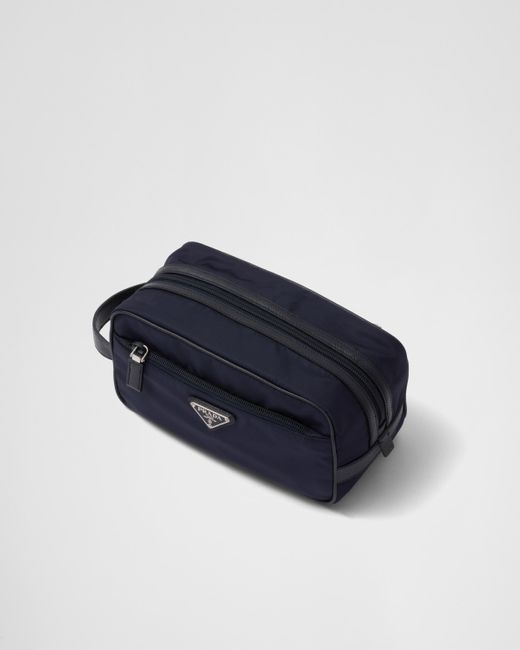 Pouch Da Viaggio In Re-nylon E Saffiano di Prada in Blue da Uomo