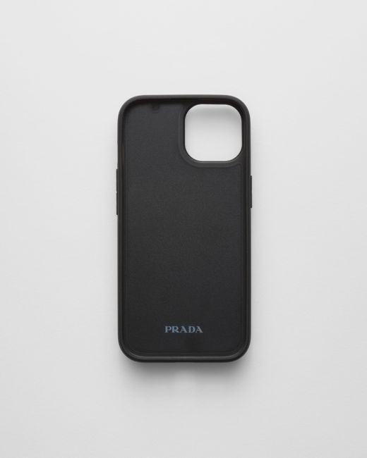 Prada Pink Saffiano Leather Cover For Iphone 15