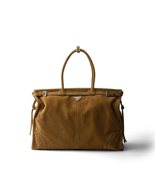 Prada Brown Bonnie Suede Tote Bag for men