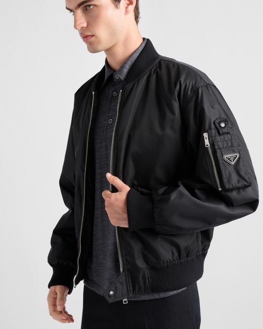 Prada Black Re-Nylon Bomber Jacket for men