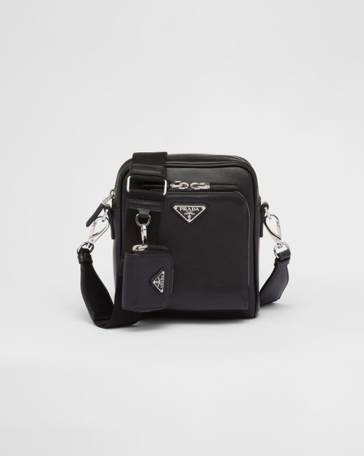 Prada Black Leather Shoulder Bag With Pouch for men