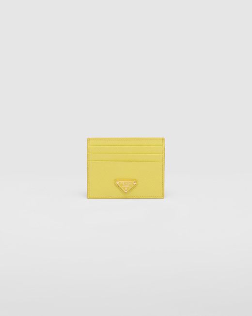 Prada Yellow Kartenetui Aus Saffiano Leder