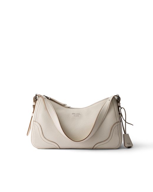 Prada Natural Aimèe Large Leather Shoulder Bag
