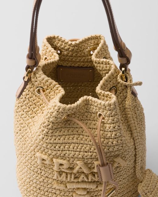Prada Metallic Crochet And Leather Mini-Bucket Bag