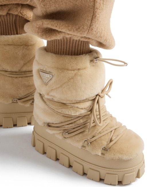 Prada Natural Shearling Après Ski Booties
