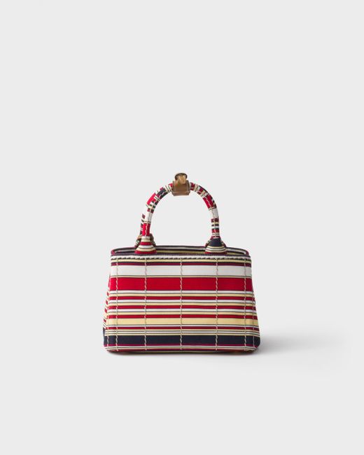 Prada Jardinière Striped Cotton Canvas Mini-Bag in White | Lyst