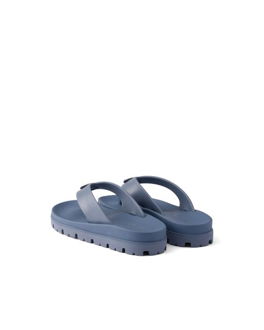 Prada Blue Rubber Thong Sandals, Size 9 for men