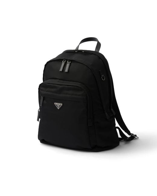 Prada Black Re-nylon Logo-plaque Backpack for men