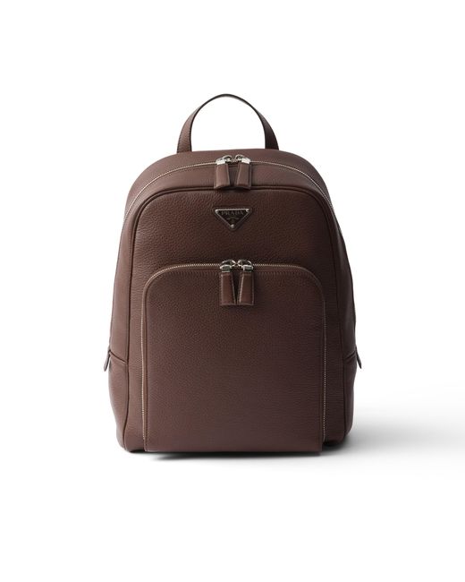 Prada Brown Leather Backpack for men