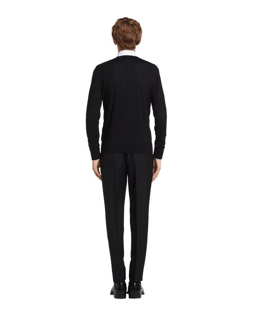 Prada Black Knitted V-Neck Sweater for men