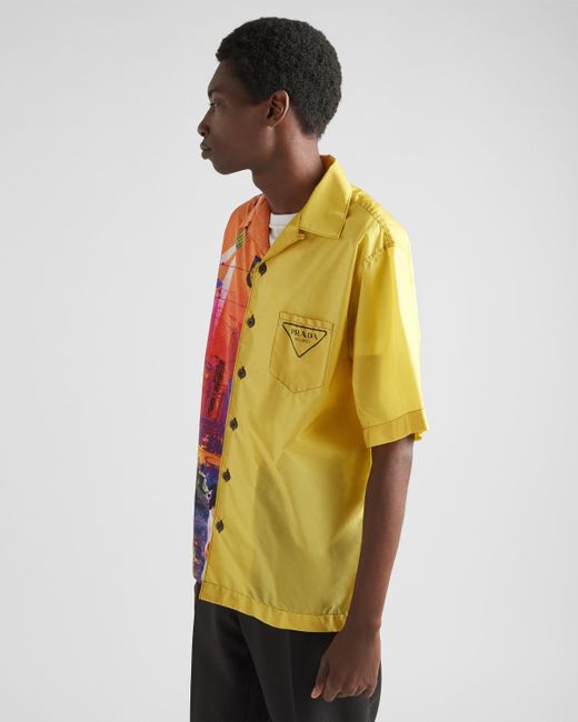 Prada Yellow Double Match Re-nylon Shirt for men