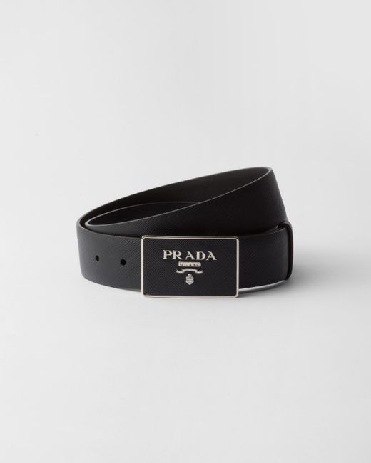 Prada Black Saffiano Leather Belt for men