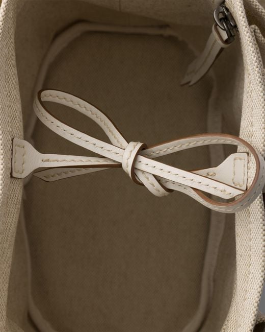 Prada Route Mini Canvas And Leather Bucket Bag, Natural