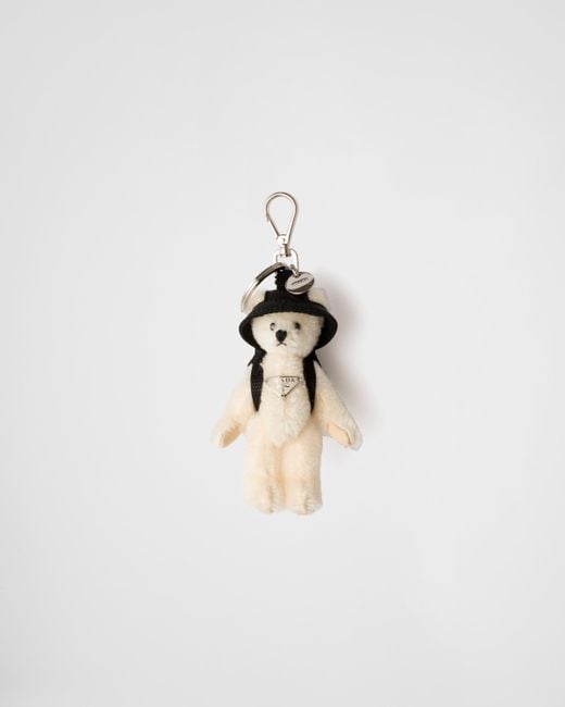 Ciondolo Da Borsa Teddy Con Anello di Prada in White da Uomo