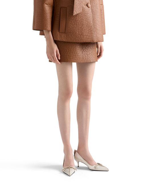 Zapatos De Tacón De Piel Envejecida, Mujer, Talla Prada de color White