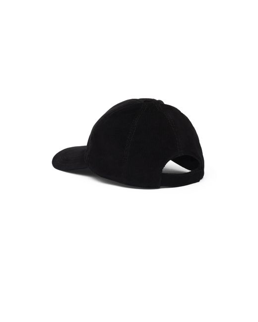 Prada Black Corduroy Baseball Cap for men