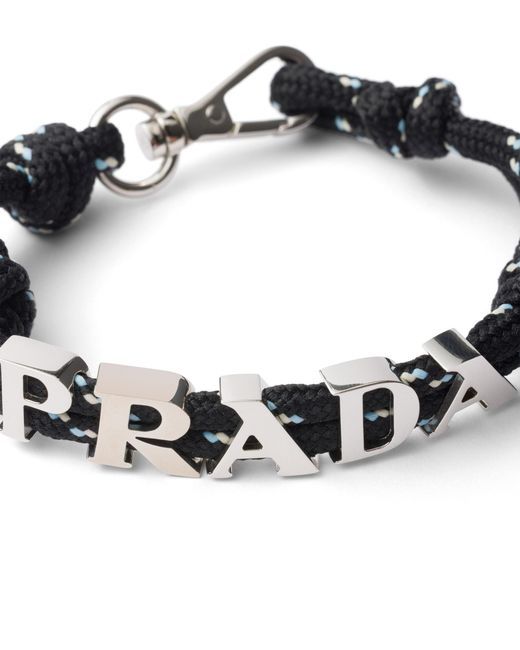 Prada White Cord Bracelet for men