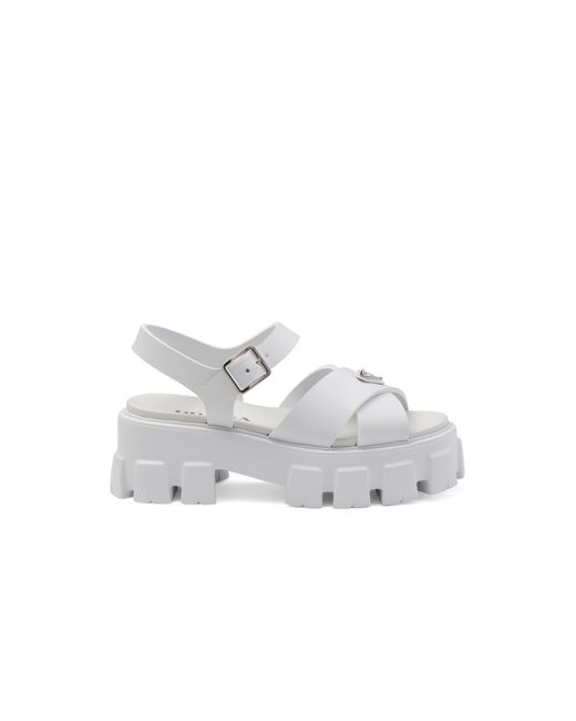Prada White Monolith Rubber Sandals
