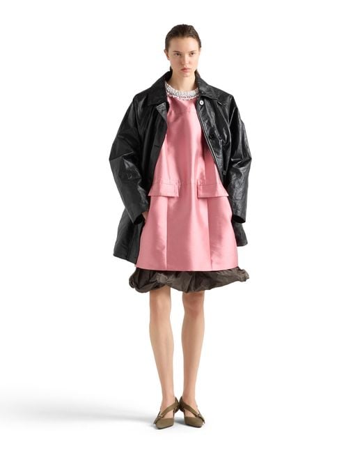 Prada Pink Embroidered Double Shantung Dress
