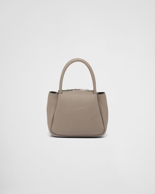 Prada White Leather Mini Handbag With Zipper Closure