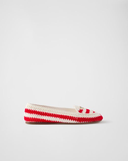 Prada White Crochet Loafers