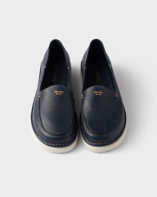 Prada Blue Leather Slip-Ons for men