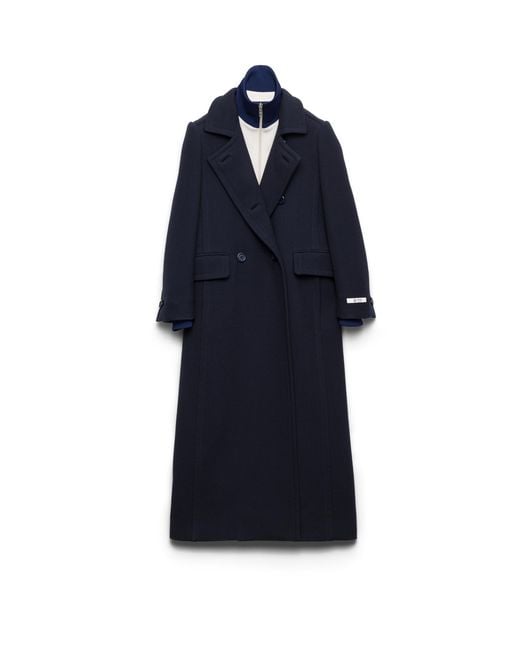 Prada Blue Single-Breasted Natté Fabric Coat