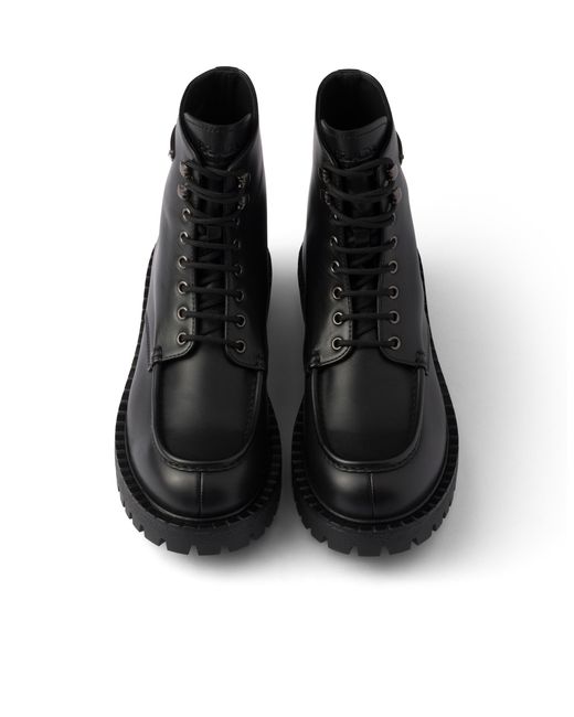 Prada Black Laced Leather Booties for men