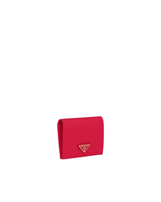 Prada Red Small Saffiano Leather Wallet