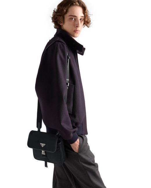 Prada Black Re-Nylon And Saffiano Leather Crossbody Bag for men