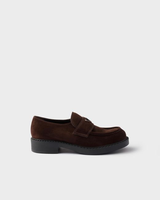 Prada Brown Chocolate Suede Loafers for men