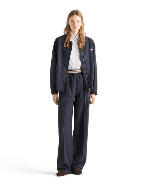 Prada Blue Washed Silk Pants